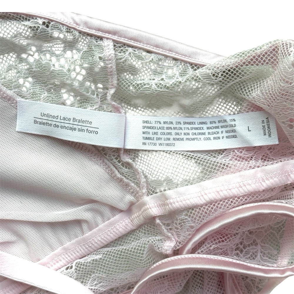 Auden Womens Unlined Lace Bralette Light Pink Floral Sheer Size XL NWT - Picture 4 of 5